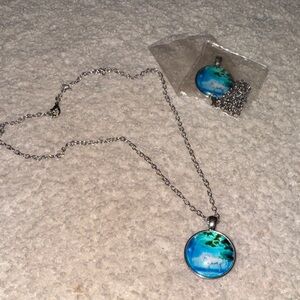 Blue and Silver Pendant Necklace